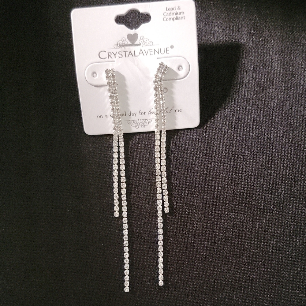Crystal Avenue Silver Drop Earrings